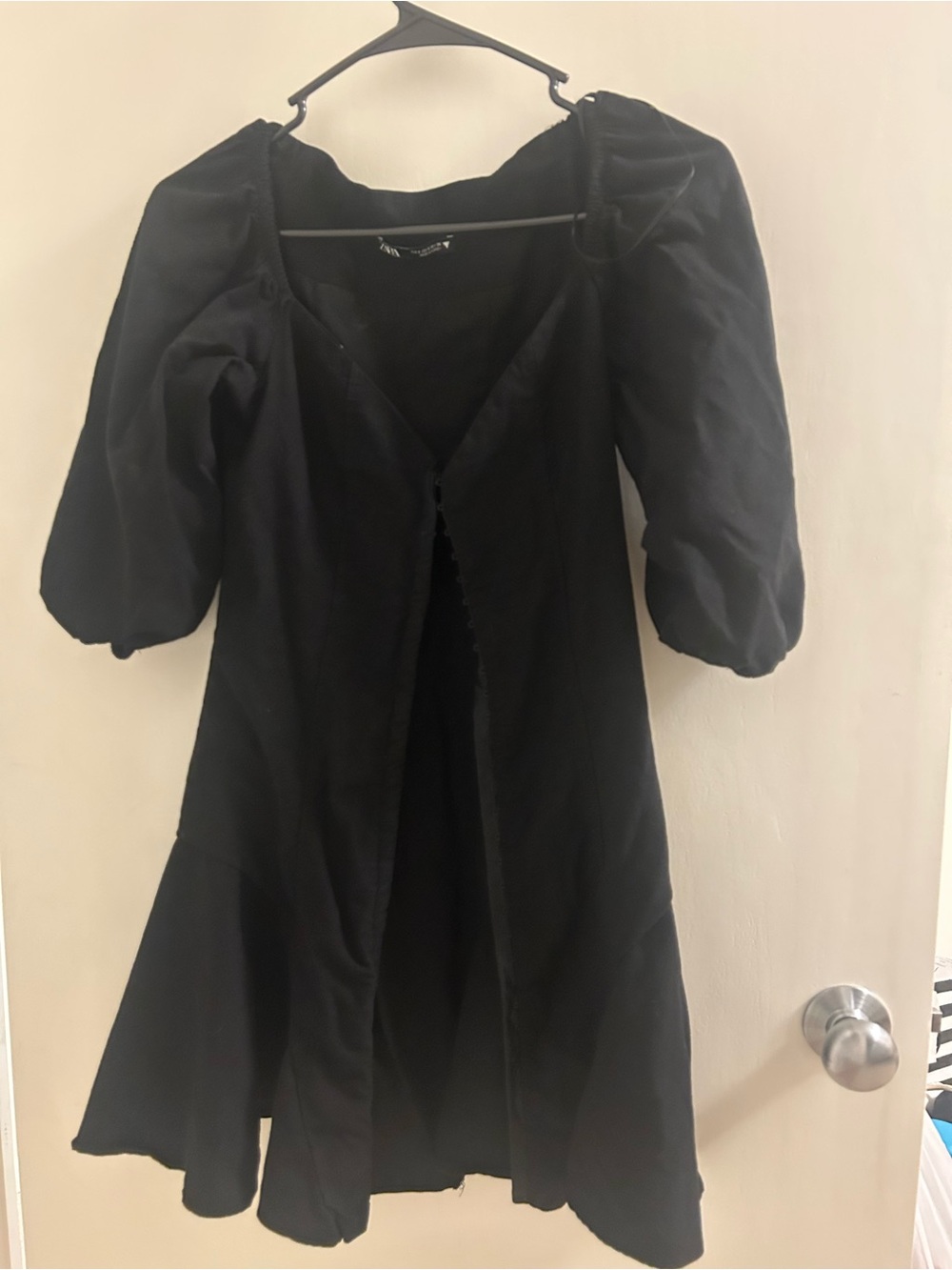 Black Puff Sleeve hook clasp  Dress